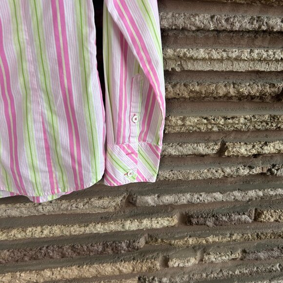 Lilly Pulitzer Jonni Pink Striped Fitted Button Front Shirt Blouse Size 6 - Picture 6 of 8